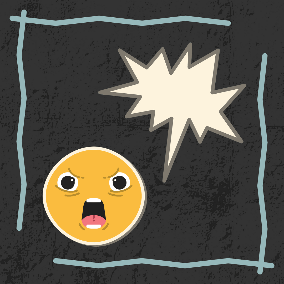 Angry Emoji with Explosive Cartoon Burst on Transparent Surface