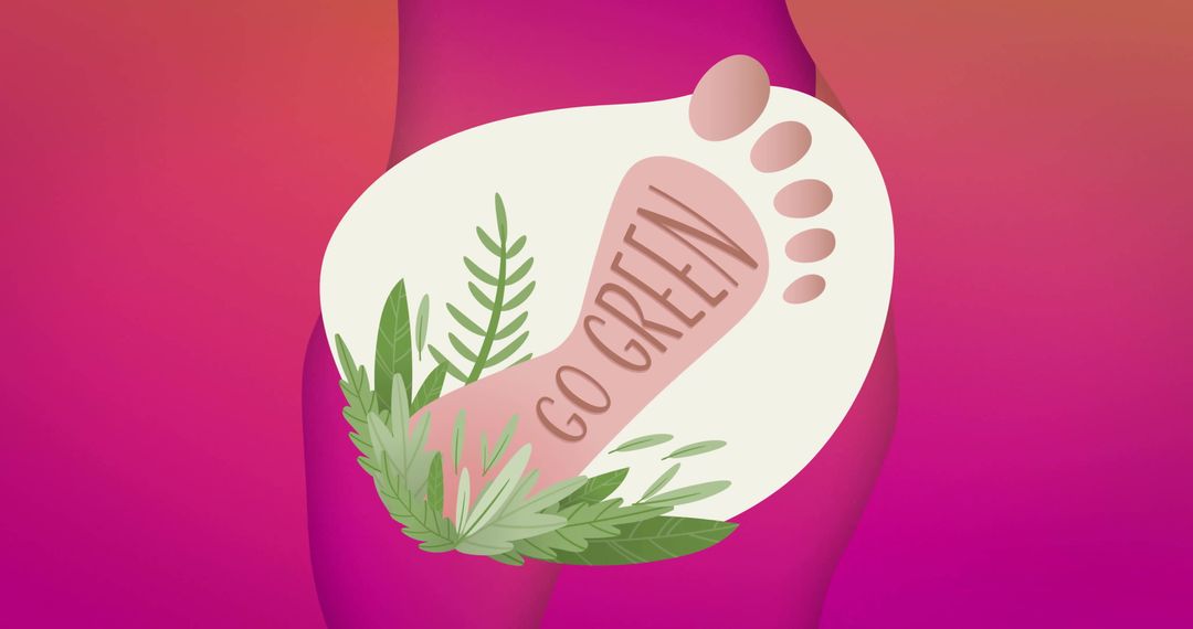 Ecological Footprint with Go Green Message on Pink Abstract Background