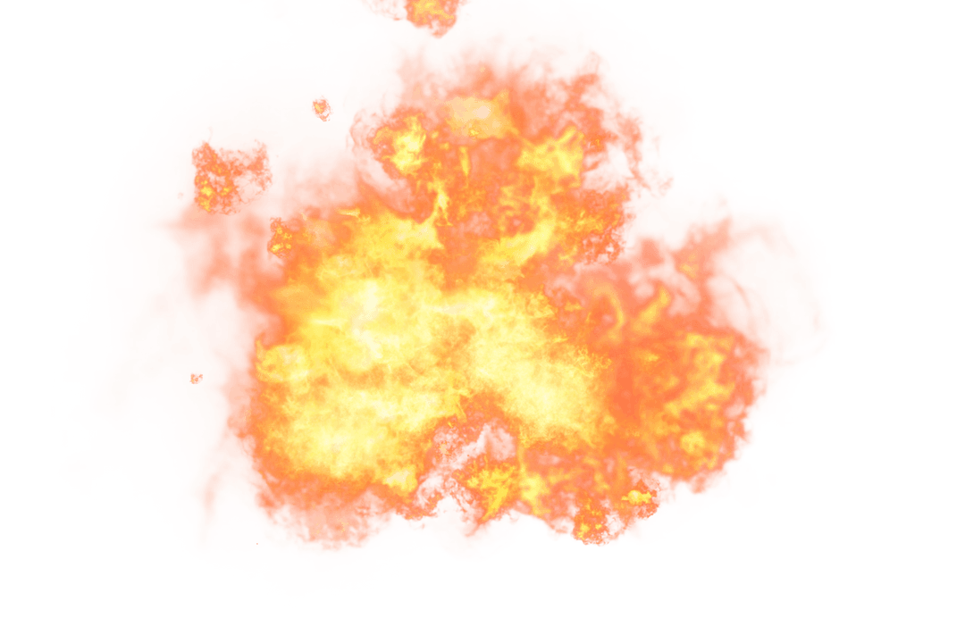Transparent Fiery Explosion with Intense Flames and Smoke