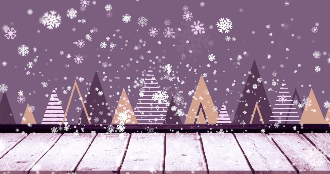 Snowflakes Falling on Abstract Pines in Winter