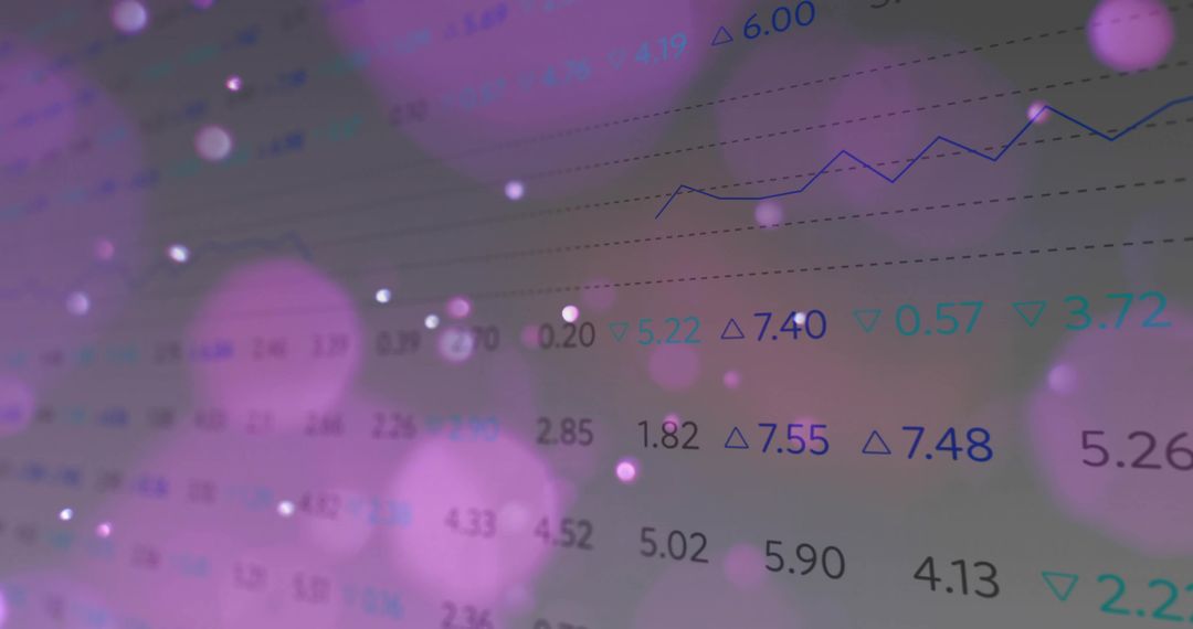 Holographic Financial Dashboard Showing Floating Numeric Overlays, Line Chart and Bokeh