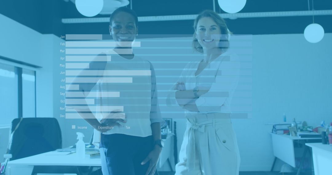 Colleagues Seamlessly Integrating Financial Data Analysis in Modern Office