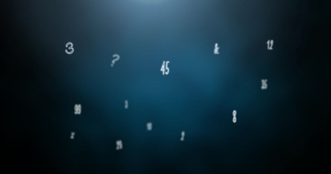 Floating Numbers and Symbols on Abstract Blue Background