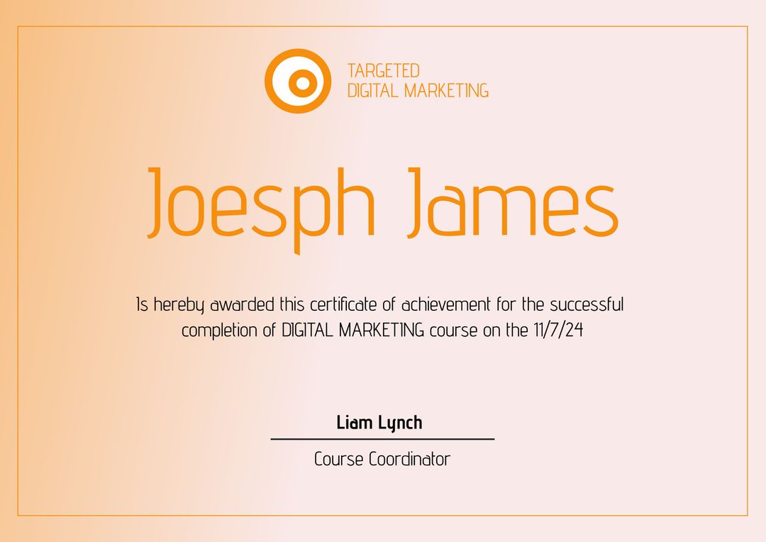 Achievement Certificate for Digital Marketing Course Completion - Download Free Stock Templates Pikwizard.com