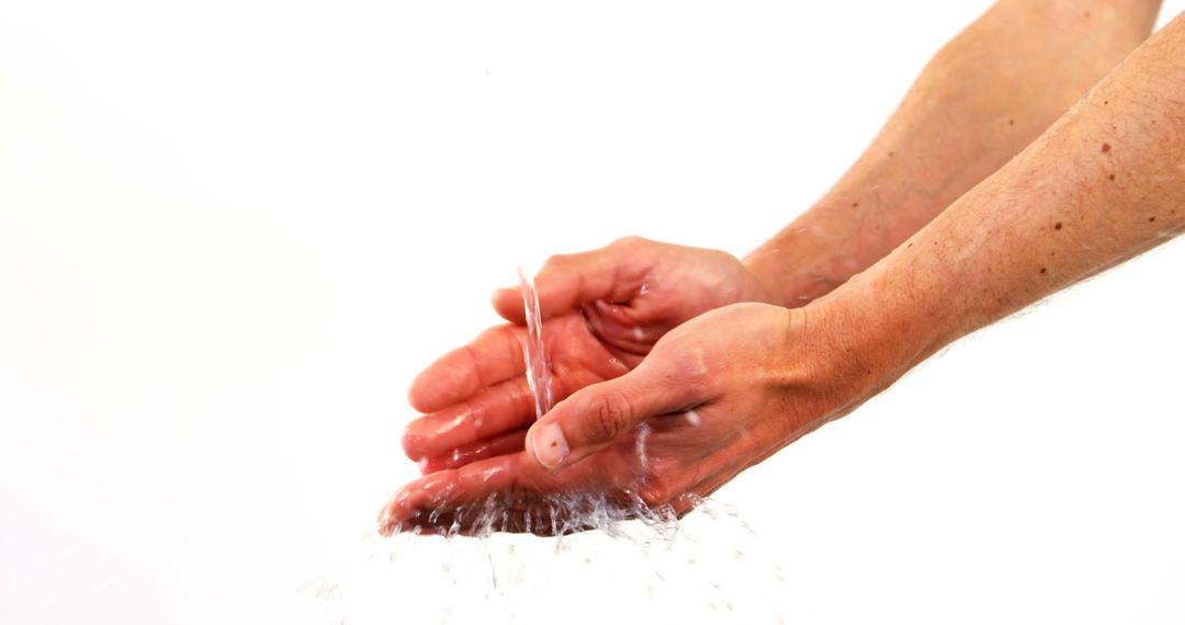 Hands Washing Under Running Water on White Background - Free Images, Stock Photos and Pictures on Pikwizard.com