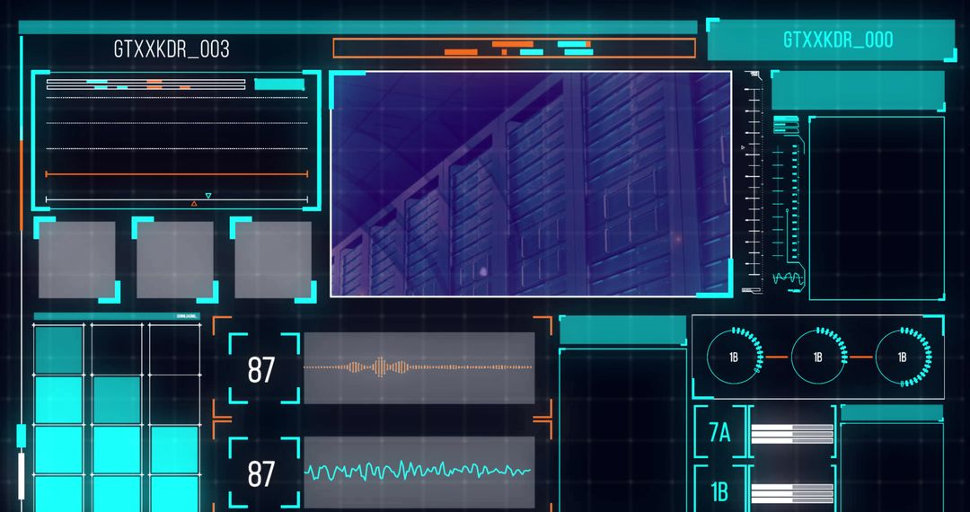 Futuristic Digital Data Interface with Graphs and Metrics