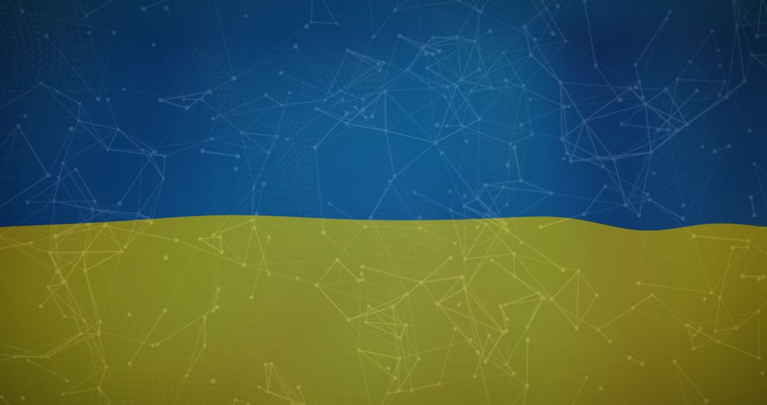 Blockchain Technology Overlapping Ukraine Flag Illustrating Innovation