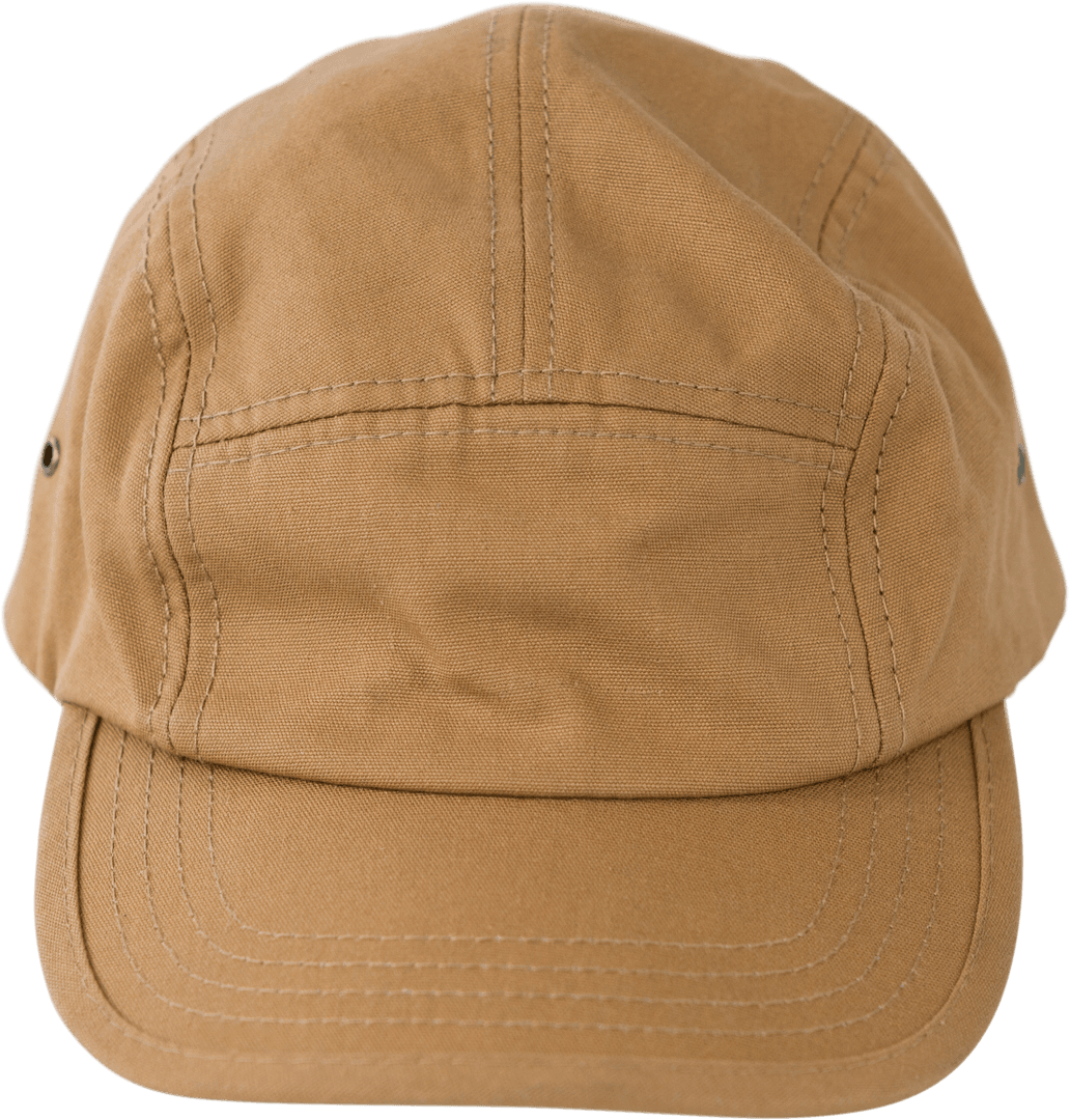Close-Up of Beige Fabric Cap with Transparent Background