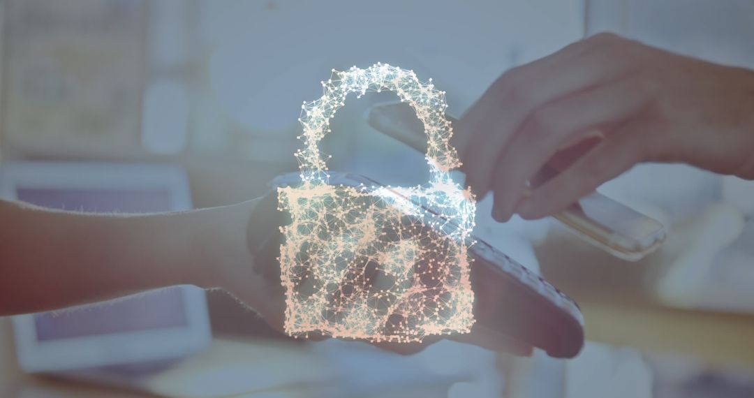 Digital Padlock Illustrating Secure Mobile Payment Concept