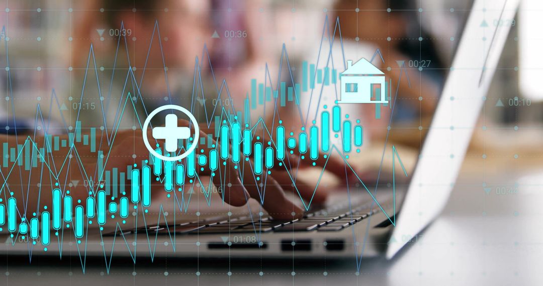 Children with Digital Data Interface on Laptop Screen