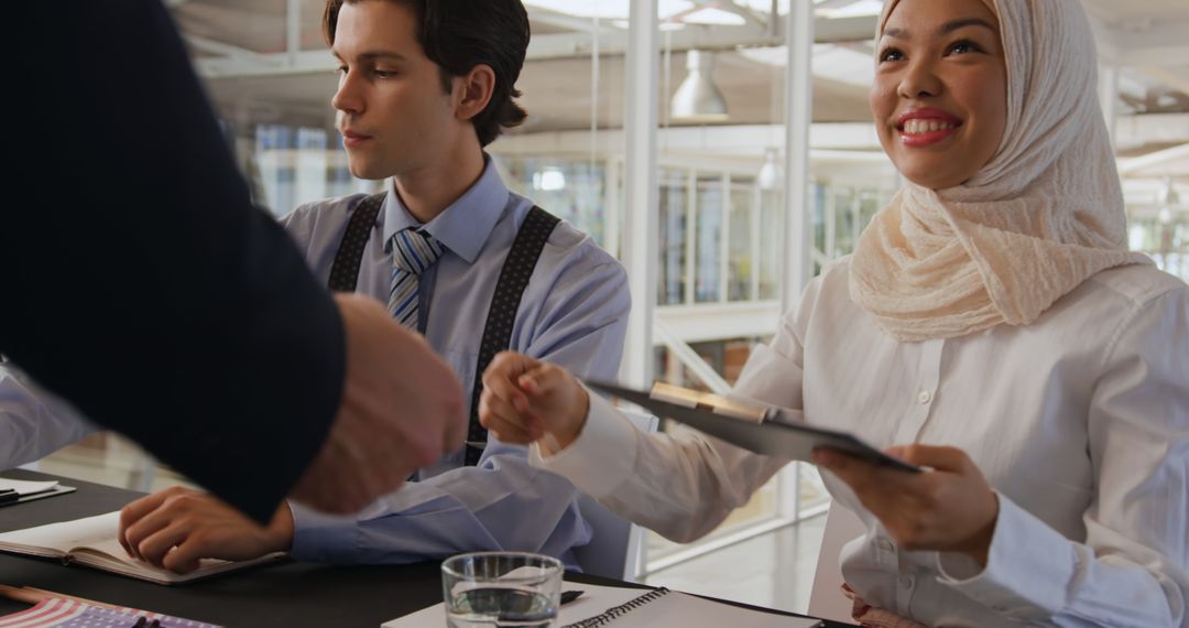 Diverse Business Colleagues Collaborating in Modern Office