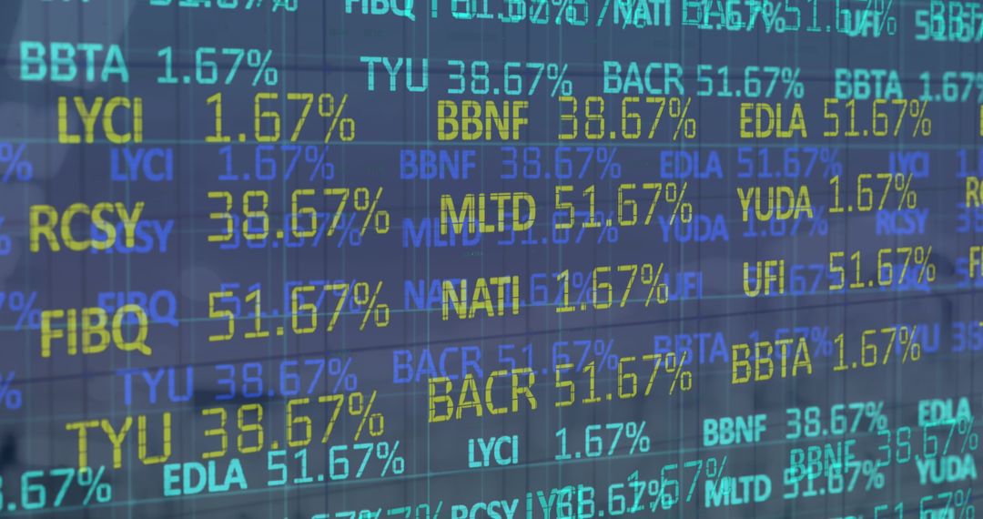 Digital Display of Financial Data in Vibrant Colors Reflecting Stock Exchange Trends