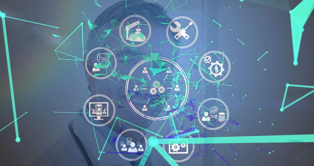 Futuristic Digital Interface Overlaying Doctor