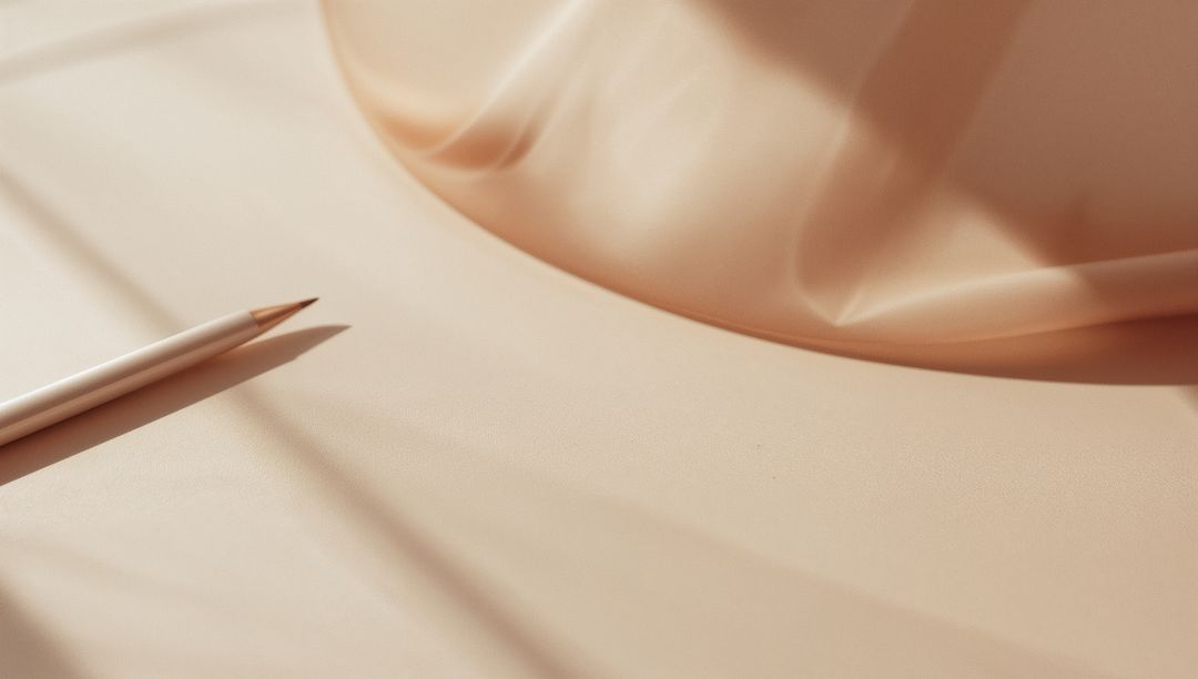 Beige Brimmed Hat Casting Shadows on Tabletop with White Pencil