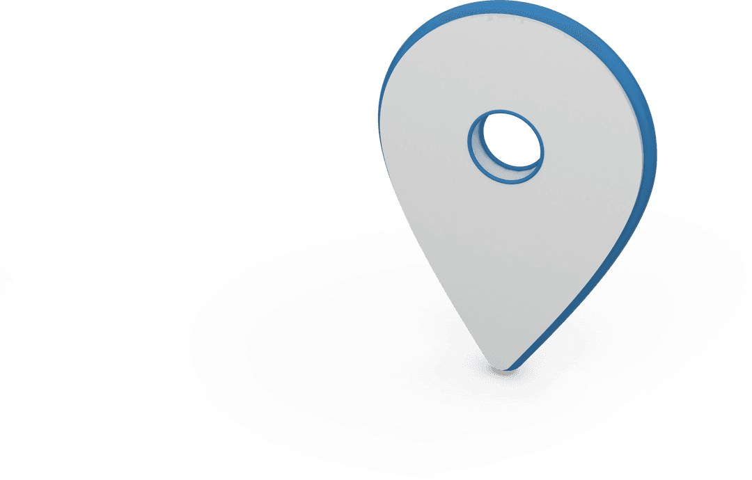 Transparent 3D GPS Location Pointer Icon on White Background