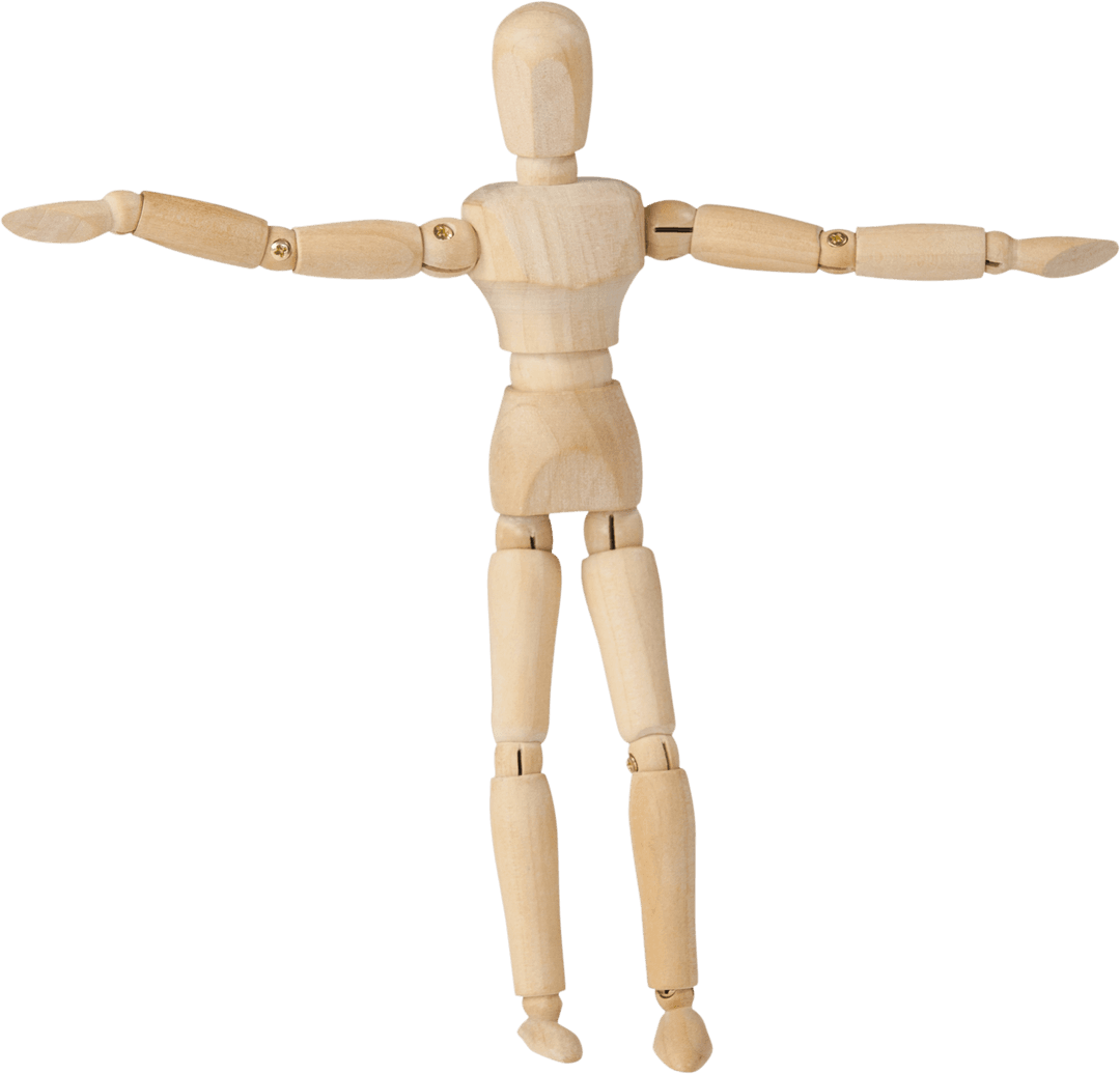 Transparent Mannequin Mockup of Wooden Figurine for Artistic Design