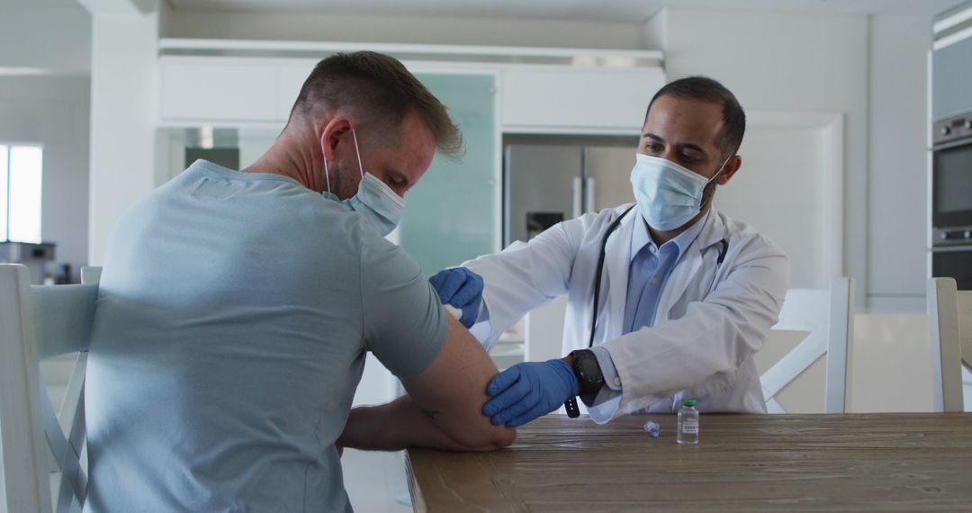 Medical Professional Giving Vaccine to Patient at Home - Free Images, Stock Photos and Pictures on Pikwizard.com