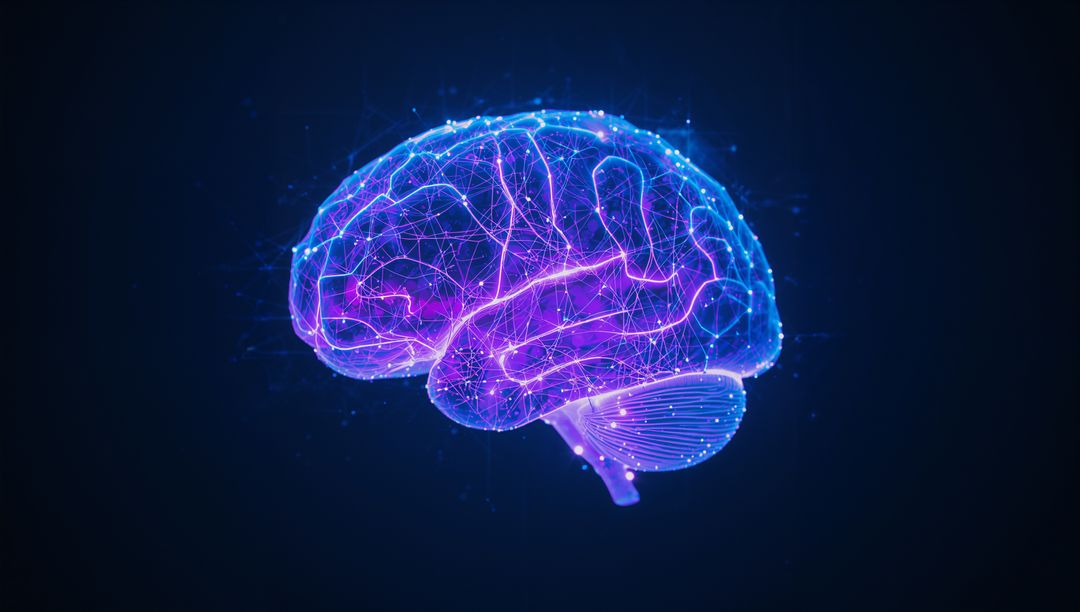 Futuristic Neural Network Brain Visualization in Digital Space