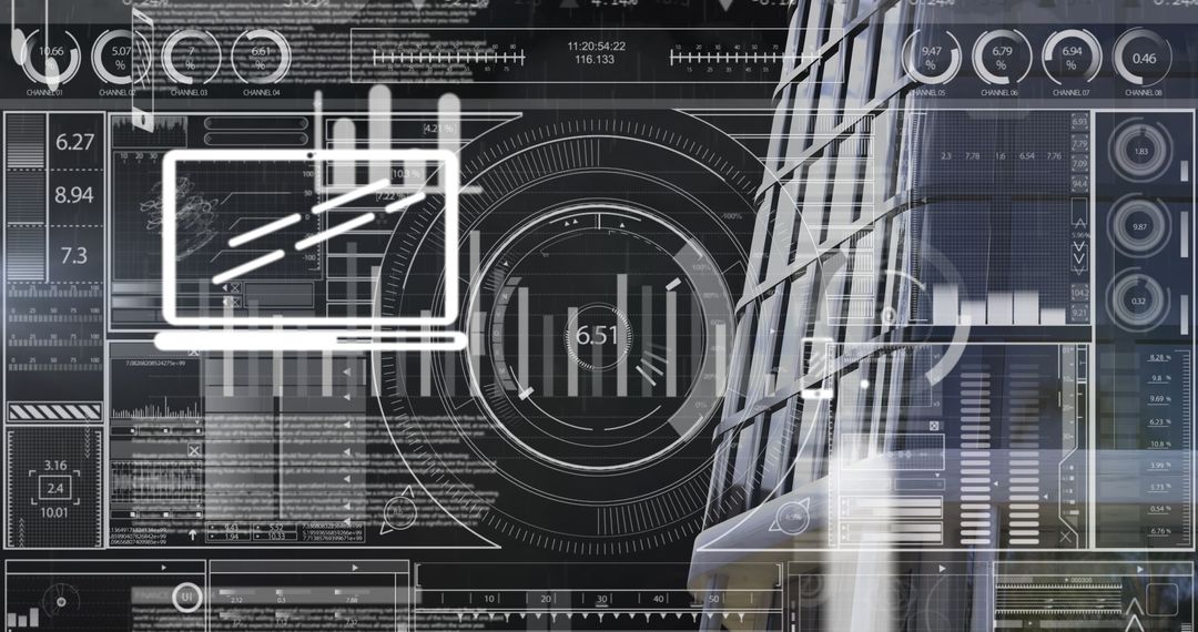 Digital Financial Data Interface with Futuristic Design