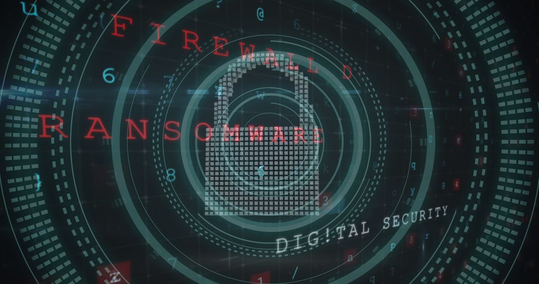 Digital Security Padlock in Cyber Data Processing Interface