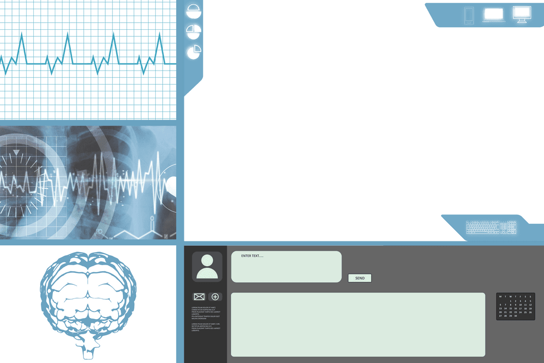 Transparent Medical Science Interface Illustration with ECG and Brain