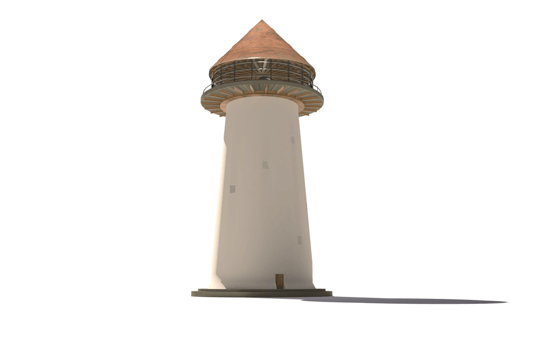 Transparent Image of White Lighthouse with Orange Roof