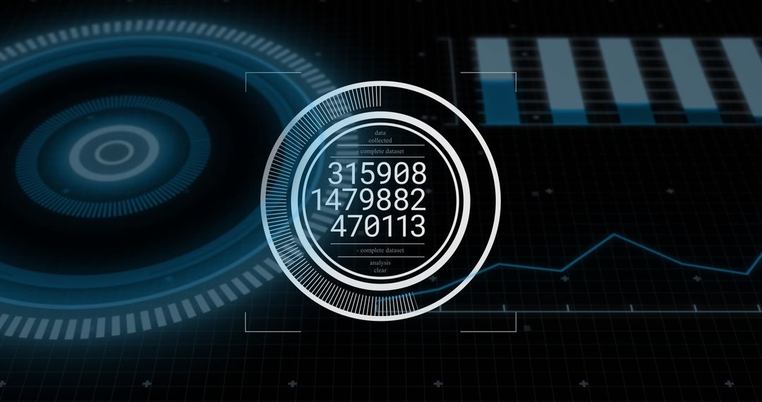 Futuristic Data Interface with Numbers and Graphs