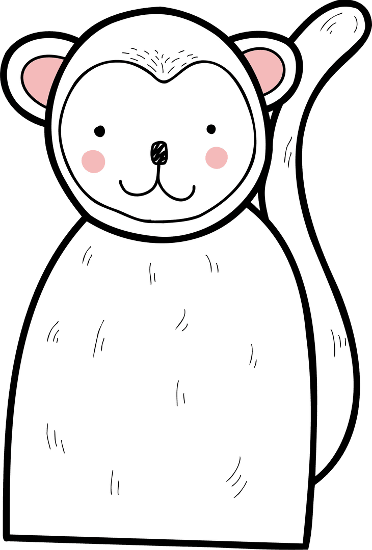 Cute White Cartoon Character with Long Tail on Transparent Background