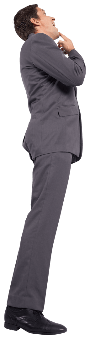 Transparent Businessman Pondering with Neutral Background