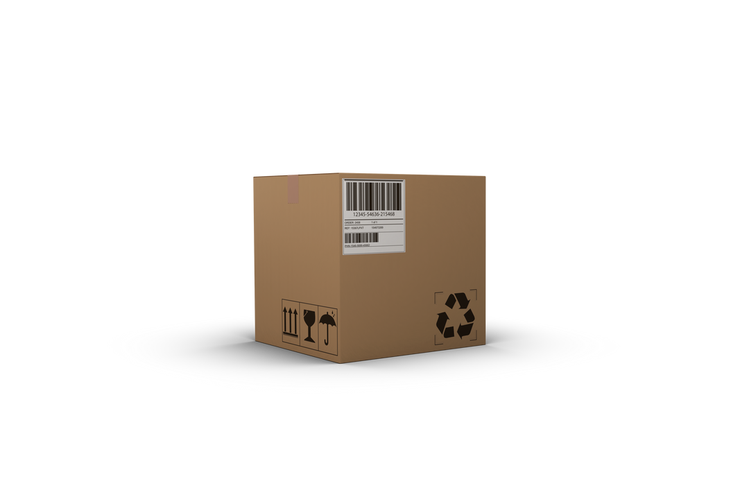 Transparent 3D Cardboard Box with Shipping Labels - Download Free Stock Images Pikwizard.com