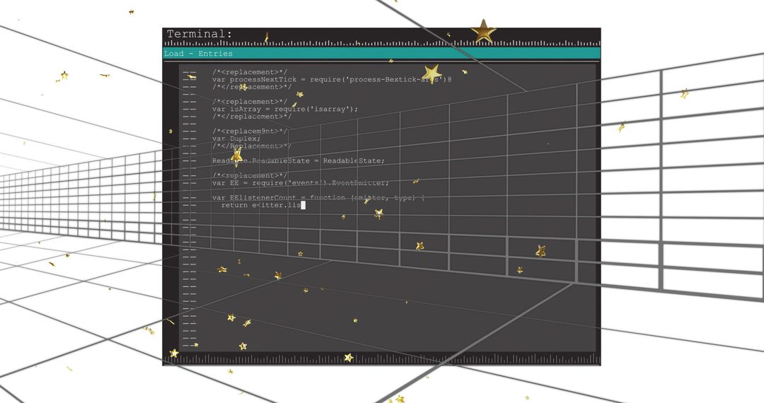 Creative Coding Interface with Floating Stars