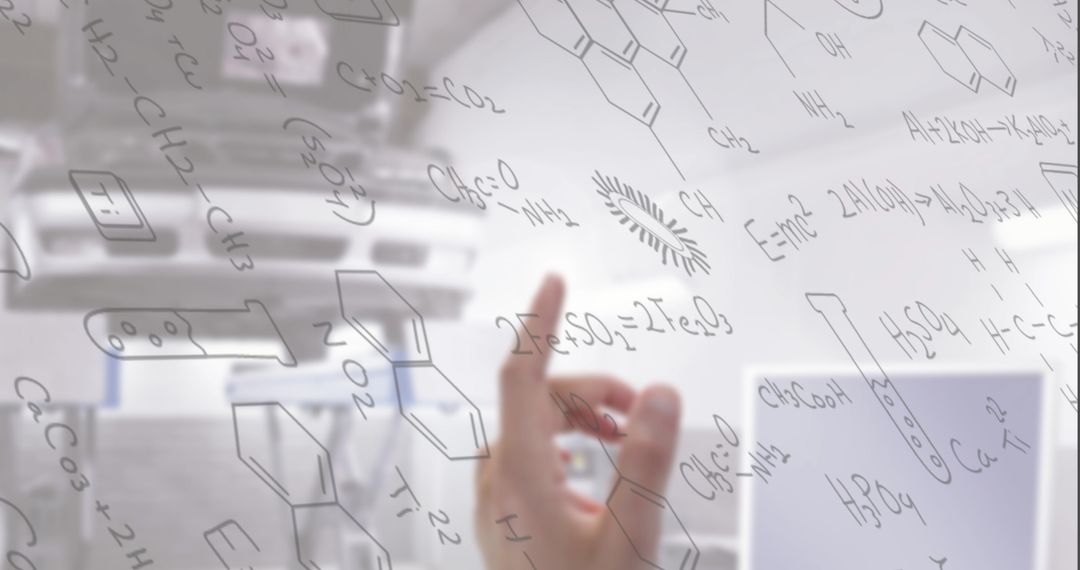 Hand Interacting with Digital Formulas on Transparent Interface