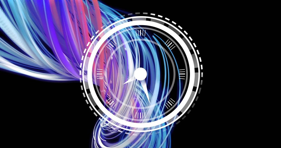 Abstract Neon Swirl and Clock Design
