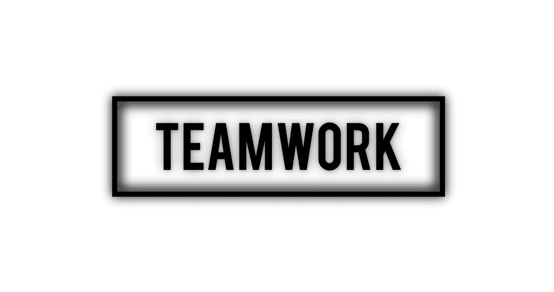 Transparent Teamwork Text with Stylish Frame Element