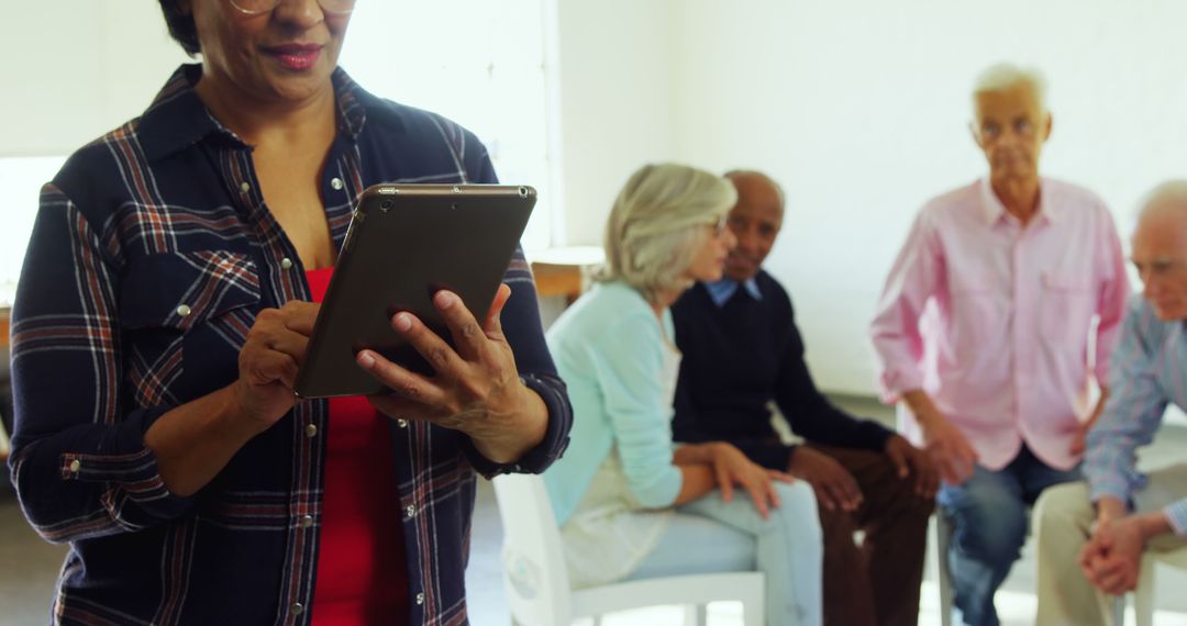Community Event with Senior Adults and Middle-aged Instructor