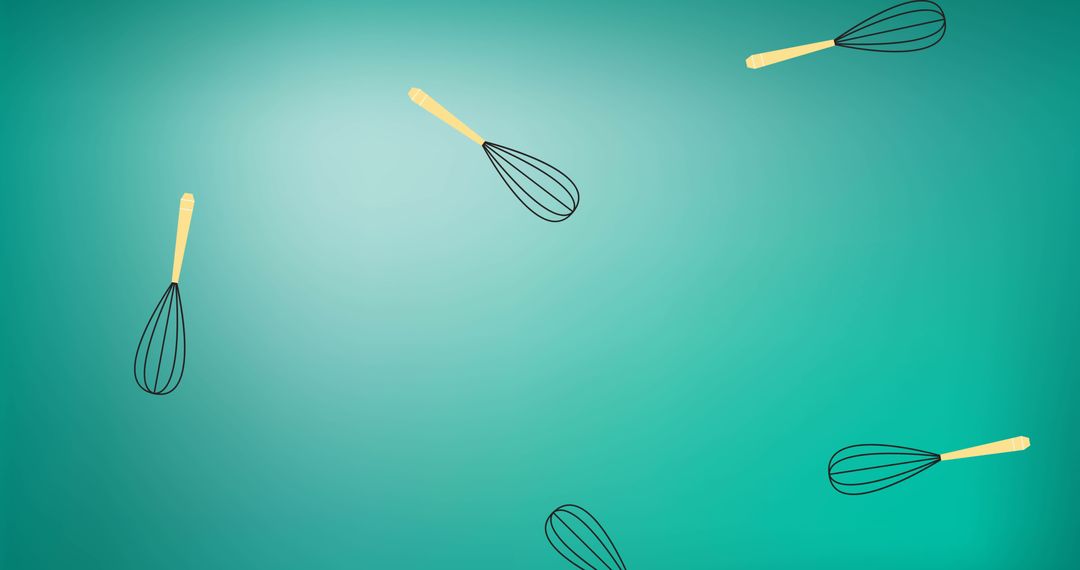 Floating Whisks Pattern on Green Background