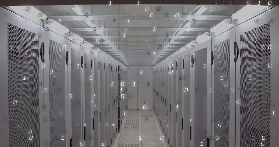 Digital Data Overlay on High-Tech Server Room