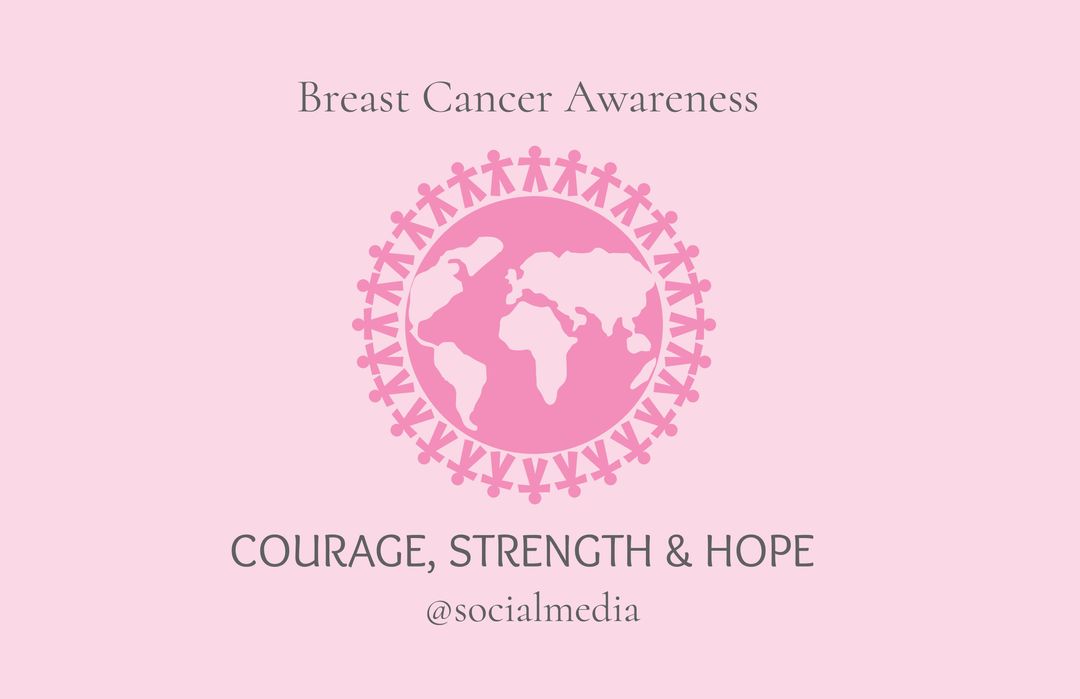 Global Breast Cancer Awareness Symbol with Pink Ribbon and Inspirational Text - Download Free Stock Templates Pikwizard.com