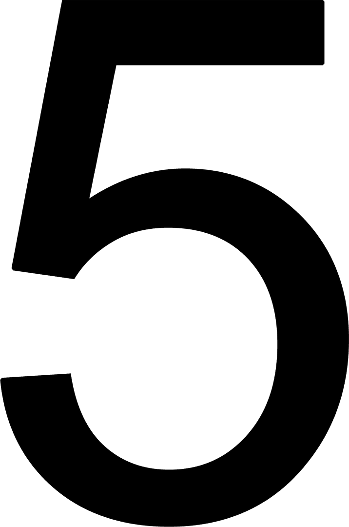 Bold Number Five Transparent Illustration for Math Concepts