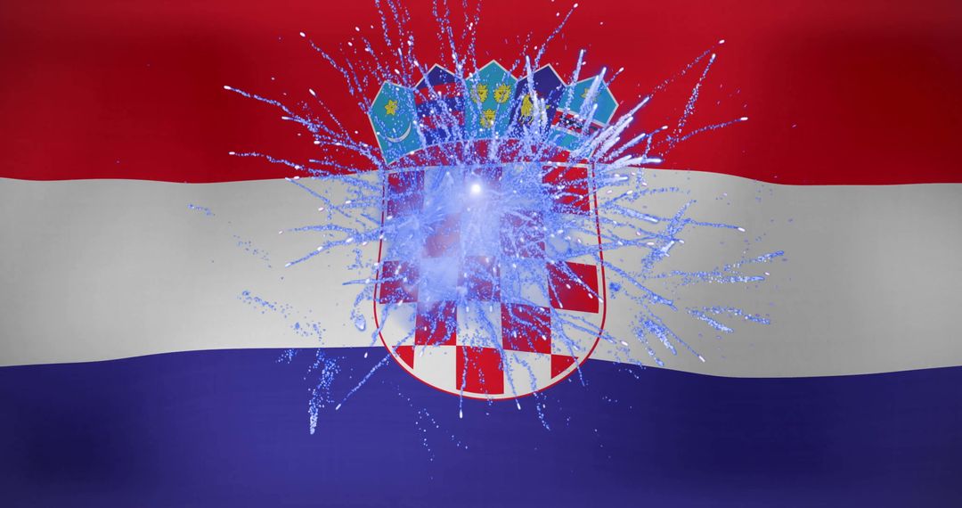 Fireworks Exploding Over Croatia's Flag Symbolizing Celebration