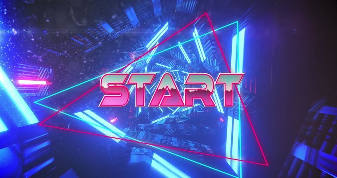 Futuristic Neon Start Screen with Tunnel Effect