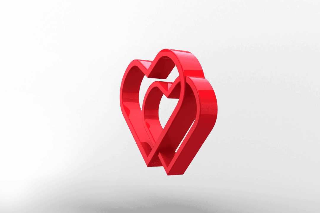 Interlocking Red Hearts on Transparent Background for Love Concept