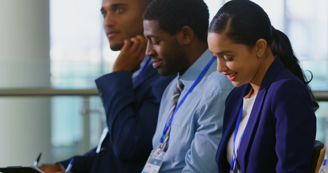 Diverse Business Seminar Attendees Taking Notes