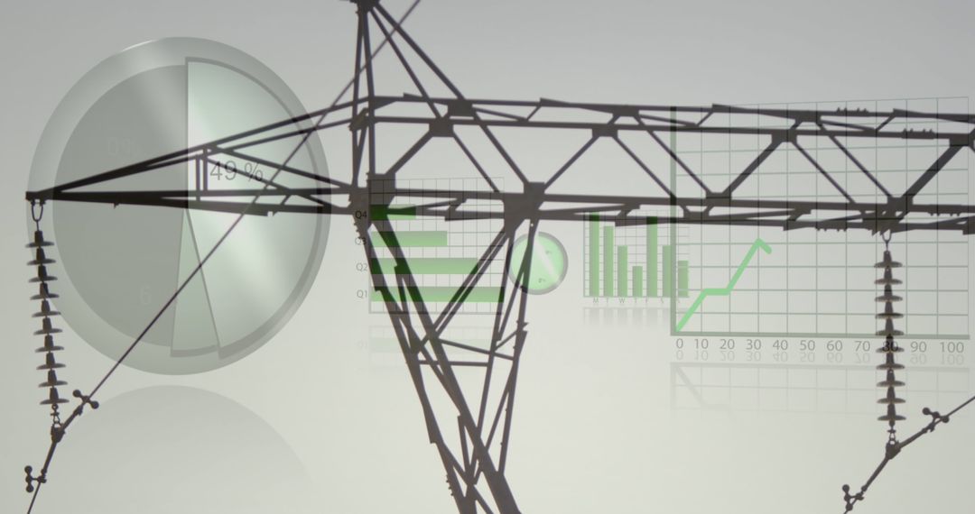 Electricity Pylon Overlay with Data Graphs and Analytics