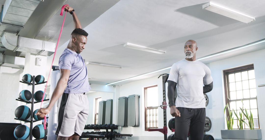 Man Jumping Rope with Trainer in Modern Gym Setting