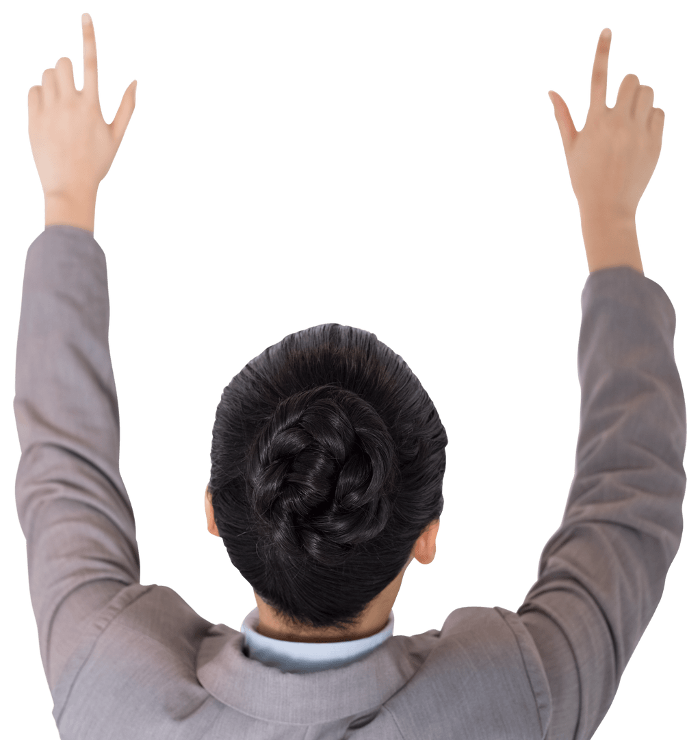 Confident Businesswoman Gesturing and Pointing on Transparent Background