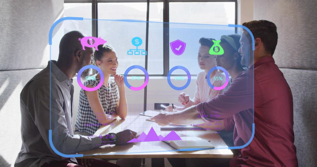 Diverse Team Brainstorming with Holographic Interface in Modern Office