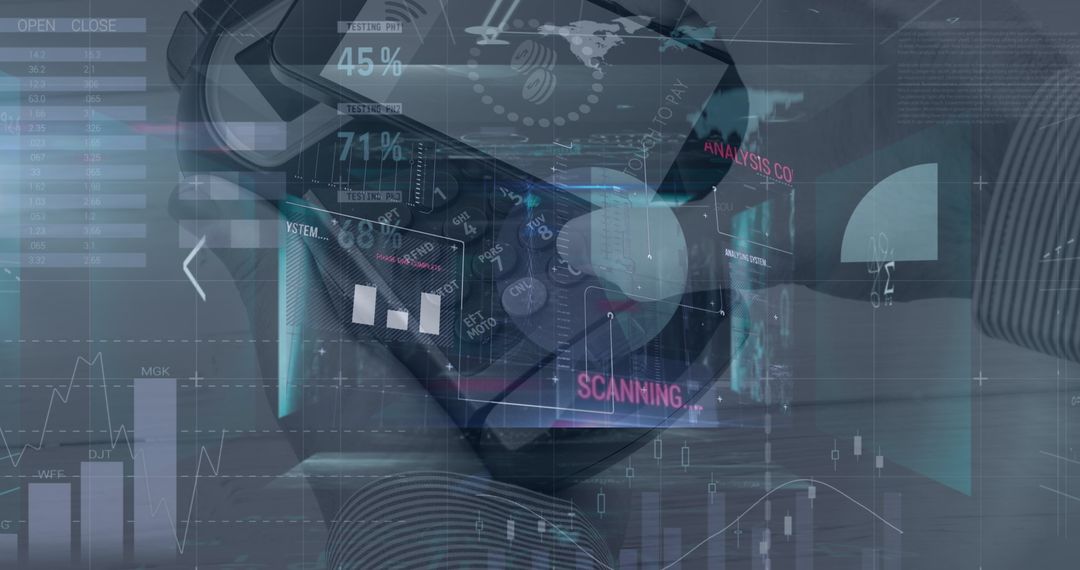 Wireless Payments Concept with Graphs and Smartphone