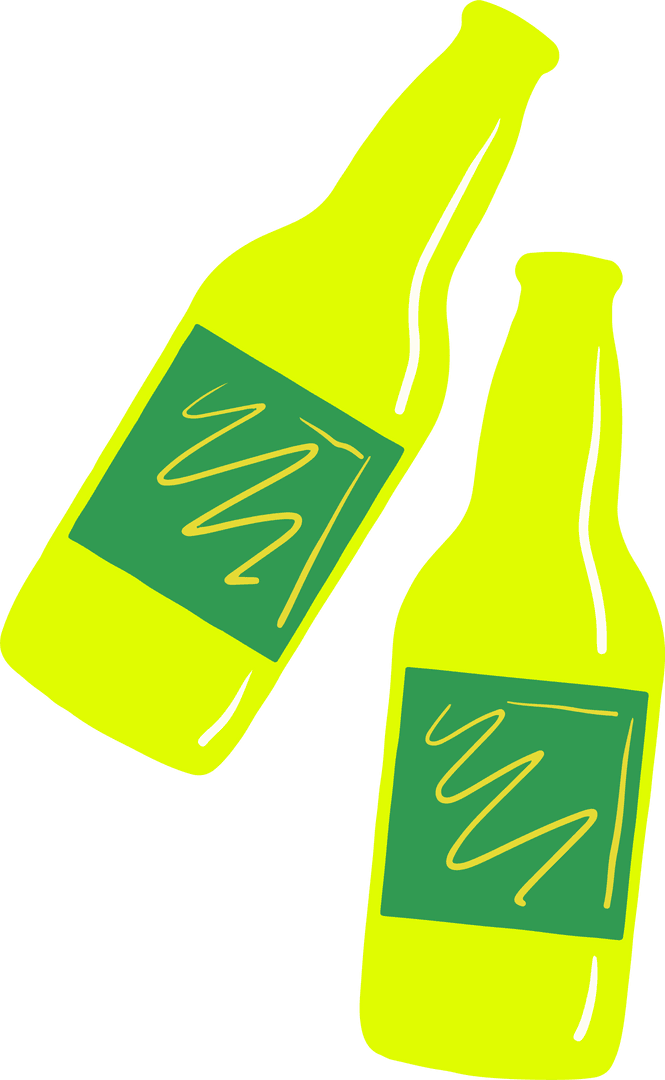 Transparent Bottles with Minimalist Wavy Line Design Labels