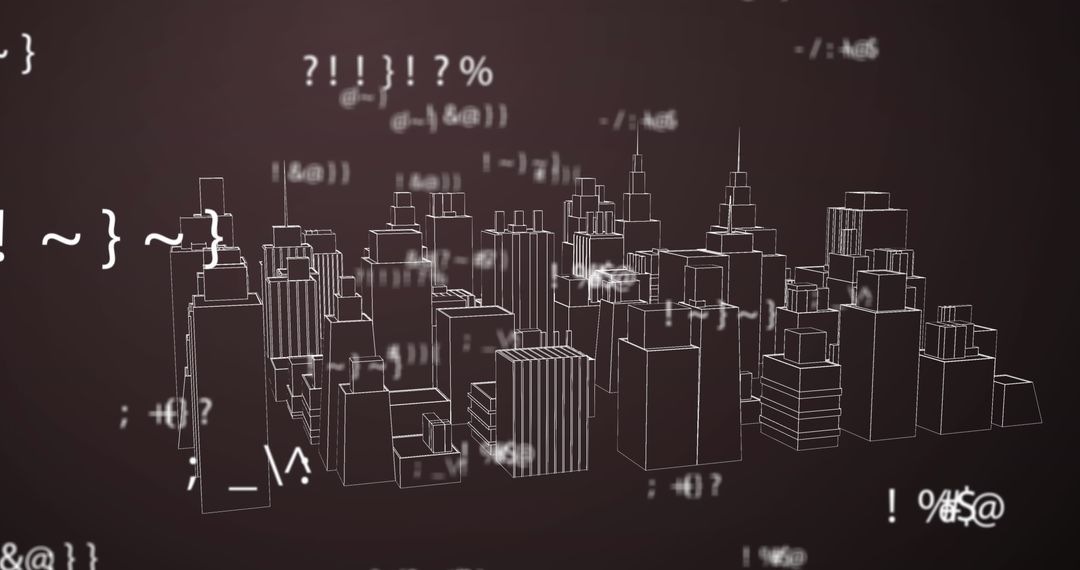 Dynamic 3D City Model with Floating ASCII Symbols